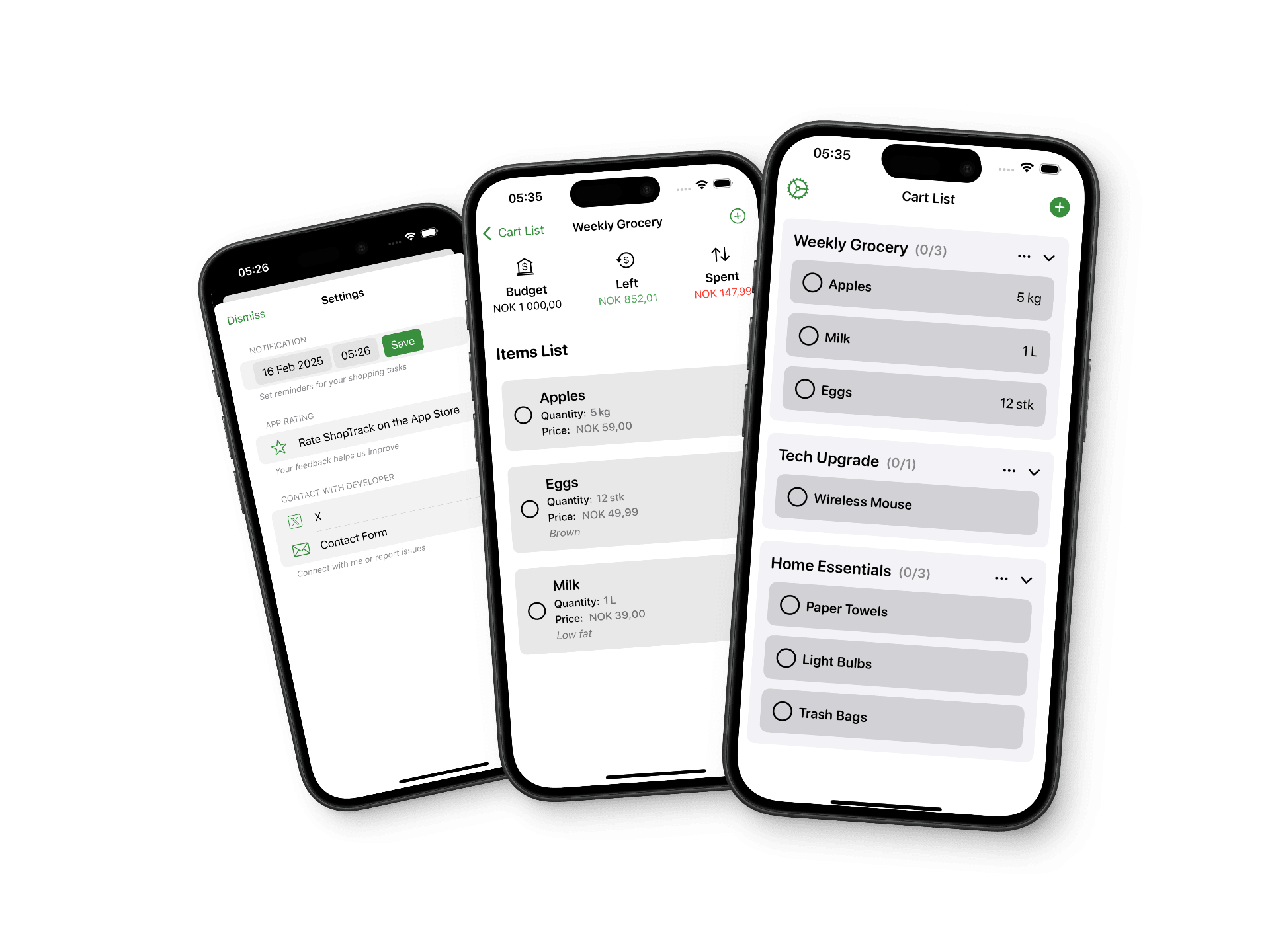 Shopping List iOS App - User Interface and Features Shopping List App Interface Screenshot